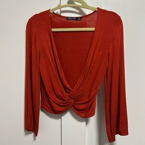 Nasty Gal Deep Red Twist Front Blouse